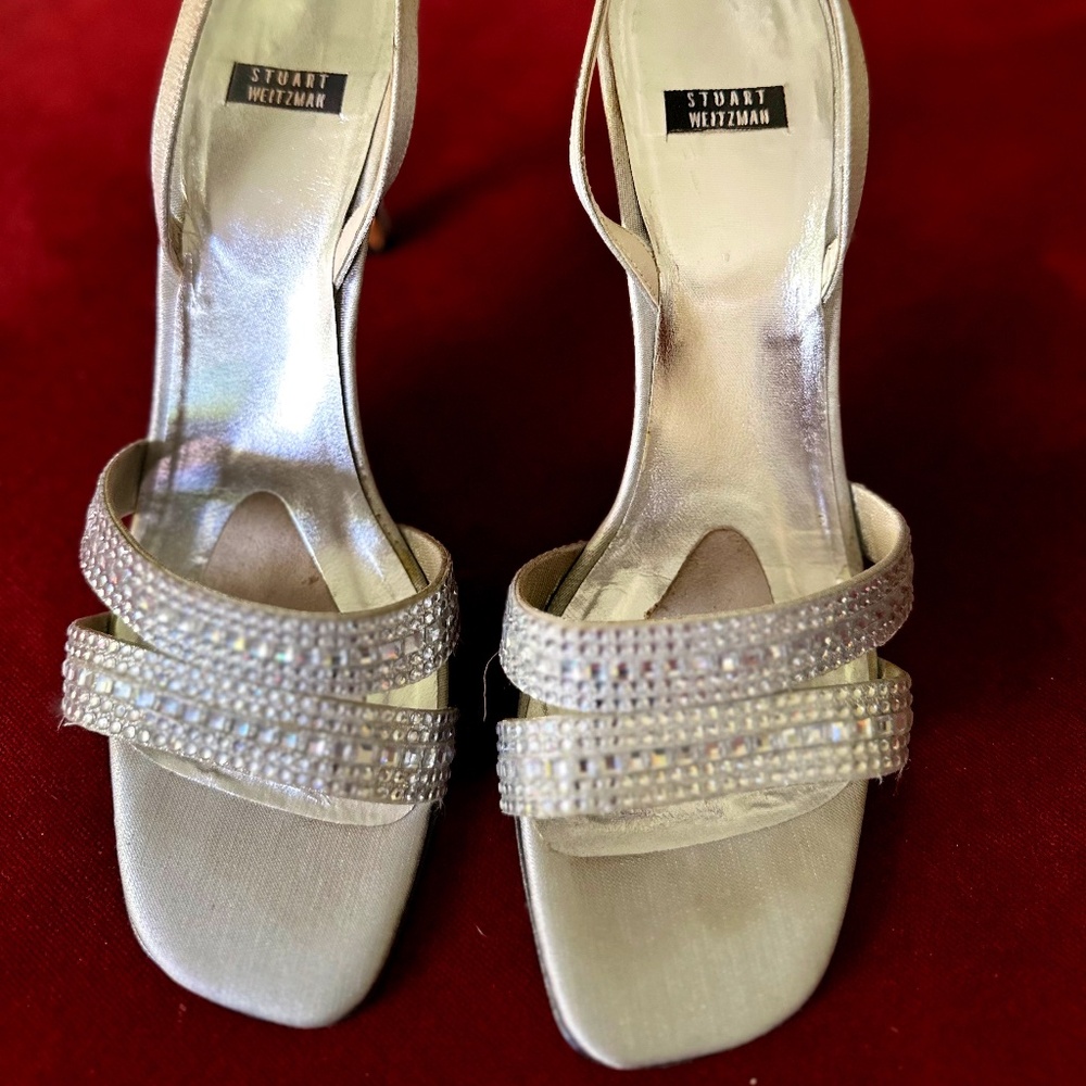 Stuart Weitzman Rockstar Crystal Slingback Heels Size 9.5